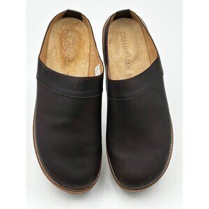 Haflinger Adventure Leather Slip-On Clogs Mens Sz 13 (EU 47) Brown Comfort Mules
